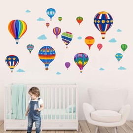 Runtoo Wall Tattoo Hot Air Balloons Wall Sticker Colourful Wall Sticker Wall Decoration for Living Room Bedroom Children's Room
