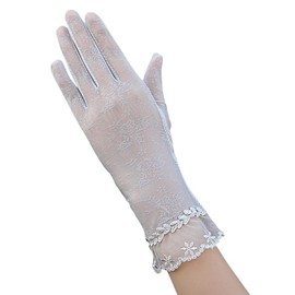 Euyqs Women's Gloves, UV Protection, Stylish, Bicycle, Driving, Anti-Slip, Sun Protection, Thin Gloves, Summer, #1 gray