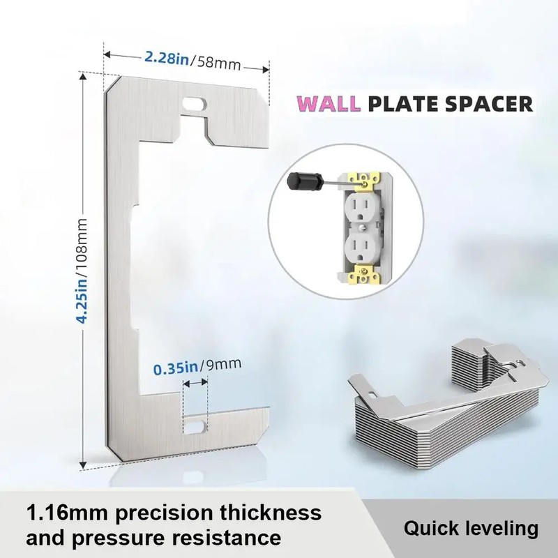 Metal Outlet Spacers for Loose Wall Plates – Flush-Fit Leveling