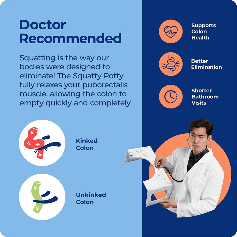 Squatty Potty Carrara Marble Toilet Stool, Gray, 7 Inch Height