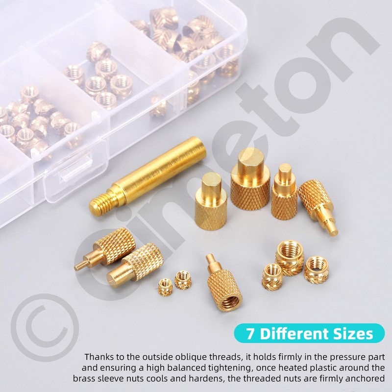 Cimeton 65PCS M2 M2.5 M3 M4 M5 Brass Knurled Threaded