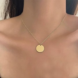Inateannal Boho Disc Coin Choker Necklace Gold Disc Pendant Necklace Round Coin Chain Necklaces Minimalism Round Necklaces Jewelry for Women