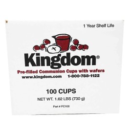 Kingdom Prefilled Communion Cup with Wafers(100 ct-red juice) Sealed in a Single-Serving Container with Upto 1-Year Shelf Life, Perfect for Holy Eucharist Celebration in Hospitals,Summer Camps, and more!
