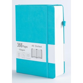 Thick Bullet Dotted Journal with 366 Numbered Pages, A5 Journal for Writing with 100GSM Dot Grid Paper, Hardcover Leather Notebooks for Women Men School Note Taking Office Work Diary, 5.7"x8.3" Navy