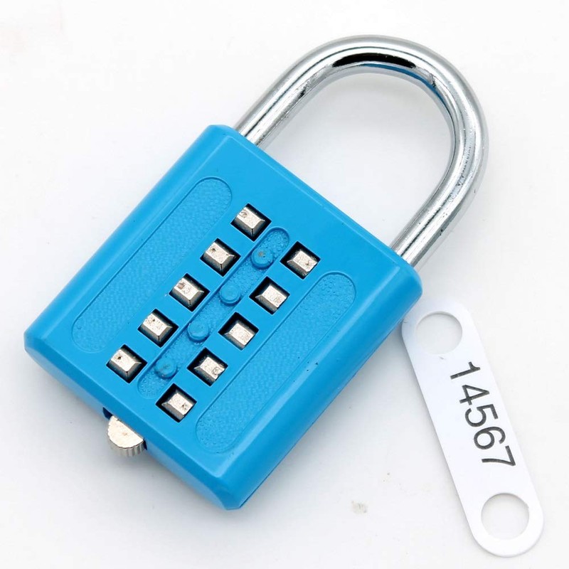 MIONI 10 position button combination padlock, 5 position locking mechanism,
