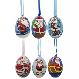 BESTPYSANKY Set of 6 Santa Claus Wooden Christmas Ornaments 3 Inches