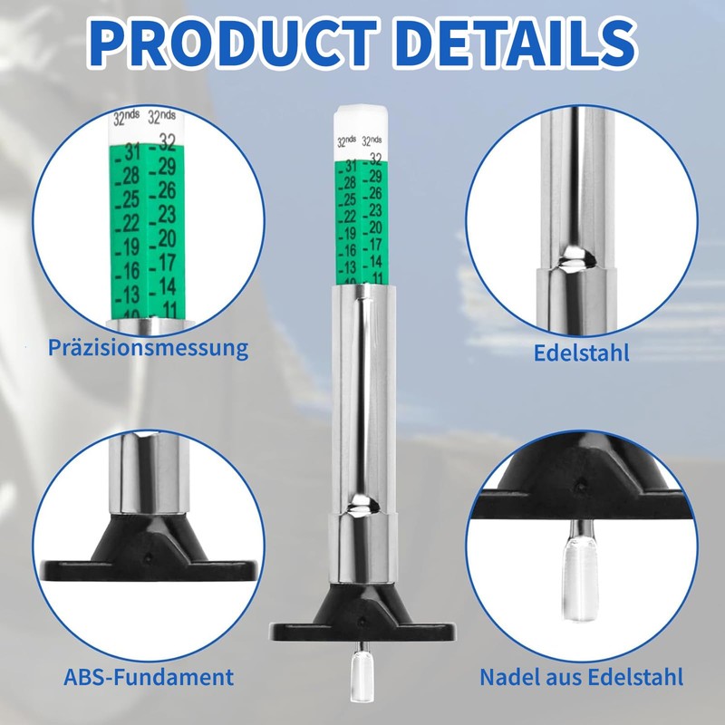 Pack of 5 Tyre Tread Depth Gauge, Intelligent Colour Coded