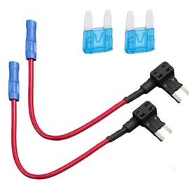 2 Pcs Car Fuses Tap, Micro Dual-Slot Fuse Piggy Back Adapter, 10 AMP ATM Mini Blade Fuse Holder, Add-a-Circuit Fuse Tap Adapter Kit for Auto Cars, Trucks, Boats, Easy Installation