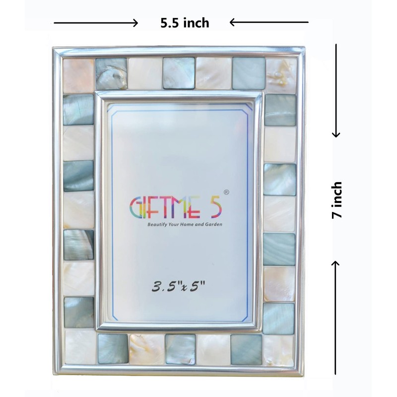 GIFTME 5 Baby Picture Frame 3.5x5 Mother of Pearl 3