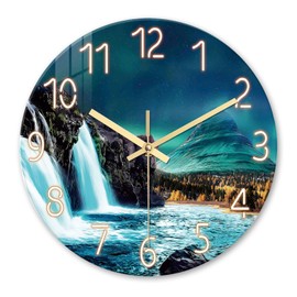 XNM 20 Inch Teal Big Clock for Wall Living Room Decor Battery Powered Waterfall Wall Clock Modern Round Silent Clock for Wall