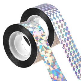 2PCS Bird Scarer Reflective Tape – 2.4cm x 80m Holographic Flash Ribbon Rolls – Anti Pigeon Birds Deterrent for Gardens, Roofs, Fruit Trees, and Balconies – Durable Bird Scare Tape