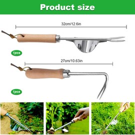 KUIZHEN Garden Weeding Tool, 2PCS Hand Weed Remover Tool, Weed Puller with V-Shape Hook, Multifunctional Manual Weeder, Stainless Steel Gardening Tools for Garden Yard Patio Lawn Transplant