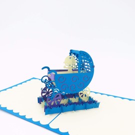 New Baby Pop Up Card (Boy Stroller), 3D Pop Up Congrats Greeting Cards for Newborn Babies, Gifts, New Parents | Pop Card Express (New Baby Pop Up Card (Boy Stroller))