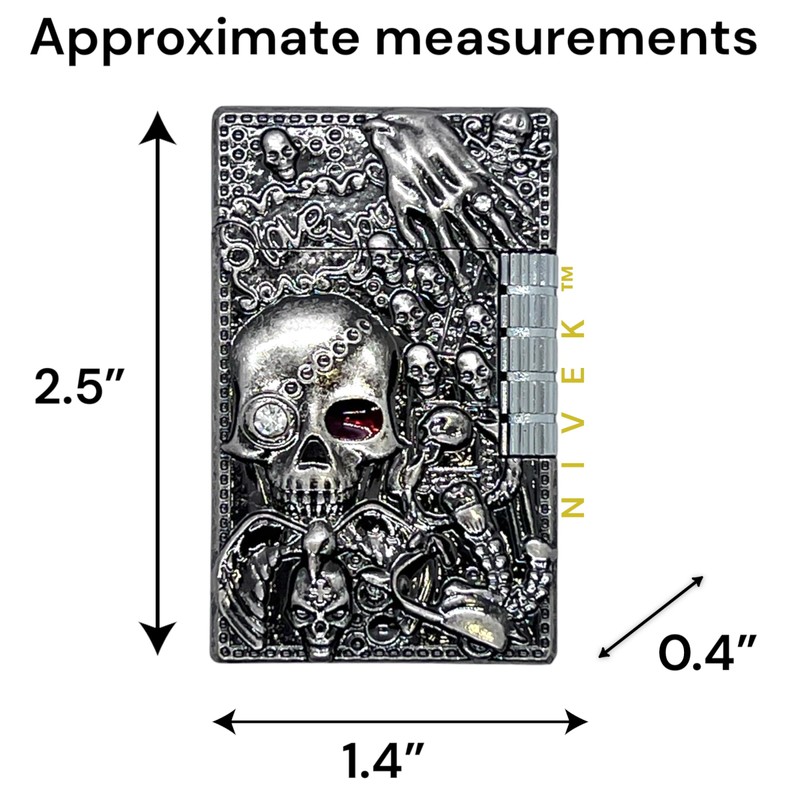Cool Skull Lighter, Skeleton Lighter, Refillable Metal Lighter with Wheel