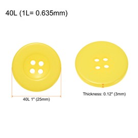 HARFINGTON 50 botones de costura de 40 l de 1 pulgada (25 mm) de resina, redondos, planos de 4 agujeros, para manualidades, para abrigos, costura, ropa y bricolaje, color café oscuro