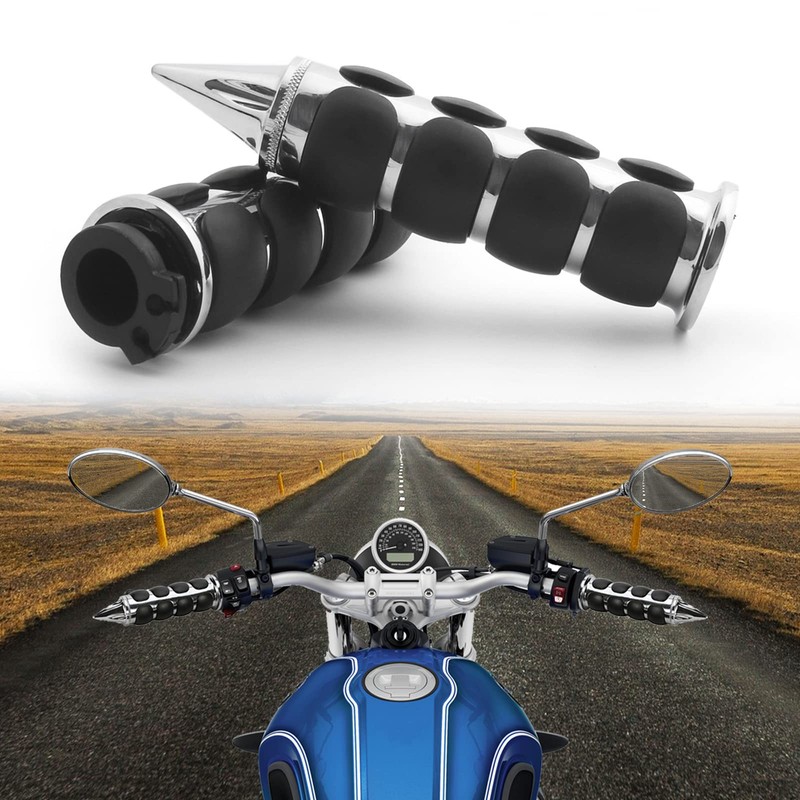 DREAMIZER Universal 1" (25mm) Chrome Spiked Head Motorcycle Hand Grips