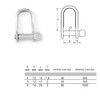 6mm Flat Shackles Stainless Steel A4-Marine Grade (316) - for
