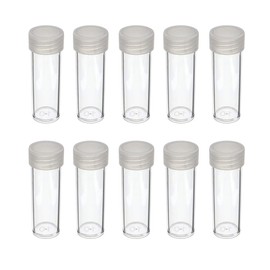 DOMAGRON Coin Storage Tubes, Round Clear Plastic w/ Screw-on Tops for Dimes (Quantity of 10 tubes)
