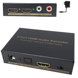 YOTOCAP 2 Port HDMI Audio Extractor Audio EDID Setting & 2 HDMI Output 1080P/60Hz Support 3D, HDMI to Dual HDMI + Audio (SPDIF+RCA Stereo) Audio Extractor Converter YT-912