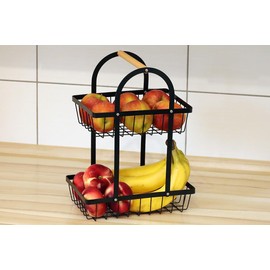 deccaro Fruit Basket Stand 2 Tier Black Small