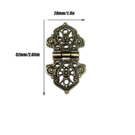 10 Pcs Antique Decorative Hinges, Antique Mini Folding Hinges, Retro Bronze Jewelry Box Decorative Hinge Fit Vintage Wooden Box Jewellery Box Toolbox and Cabinet