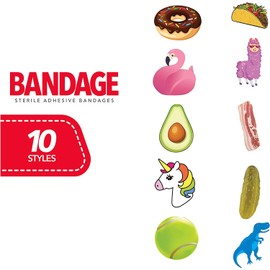 BioSwiss Bandages, Assorted Animal, Fun, and Food Shaped Self Adhesive Bandage, Latex Free Sterile Wound Care, 300 Count