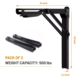 Wallmaster 24inch Folding Shelf Brackets Garage Heavy Duty Steel Max Load 500...