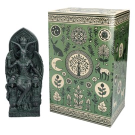 Figuren Shop GmbH Baphomet on Throne - Esoteric Baphomet Figurine, Dark Polyresin Ritual Figurine, 22.5 cm Height