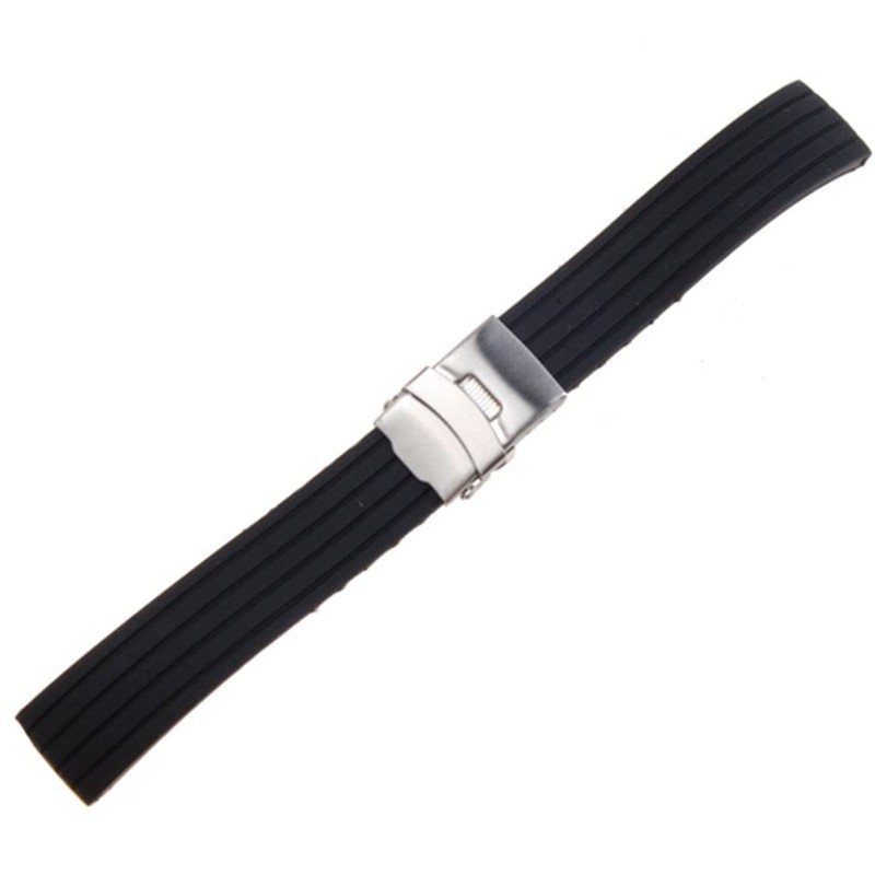 時計バンド 交換ベルトシリコーンゴム 腕時計ストラップ 防水 18mm ブラック