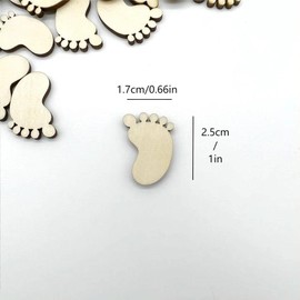 50Pcs Brown Foot Shape Wood Slices Unfinished Wood Cutouts DIY Art Craft Embellishments Ornaments Wooden Feet for Crafts Bunny Feet for Crafts Woodcrafts