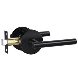 Goldenwarm 1 Pack Matte Black Passage Door Handle Black Door Handles Interior Zinc Alloy Heavy Duty Reversible Passage Door Levers for for Hallways and Closets(no Lock)