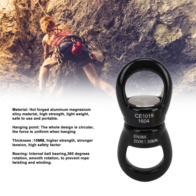 Swing Swivel Hook Stainless Steel 360° Rotatable Wear Resistant Black