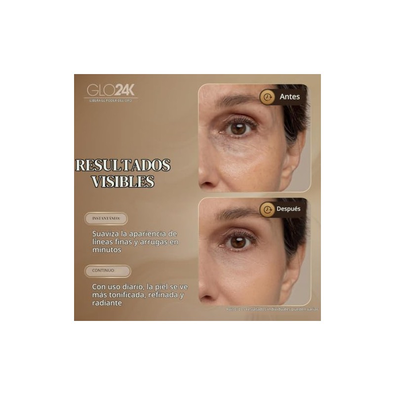GLO24K Crema de estiramiento facial instantánea con oro de 24k,