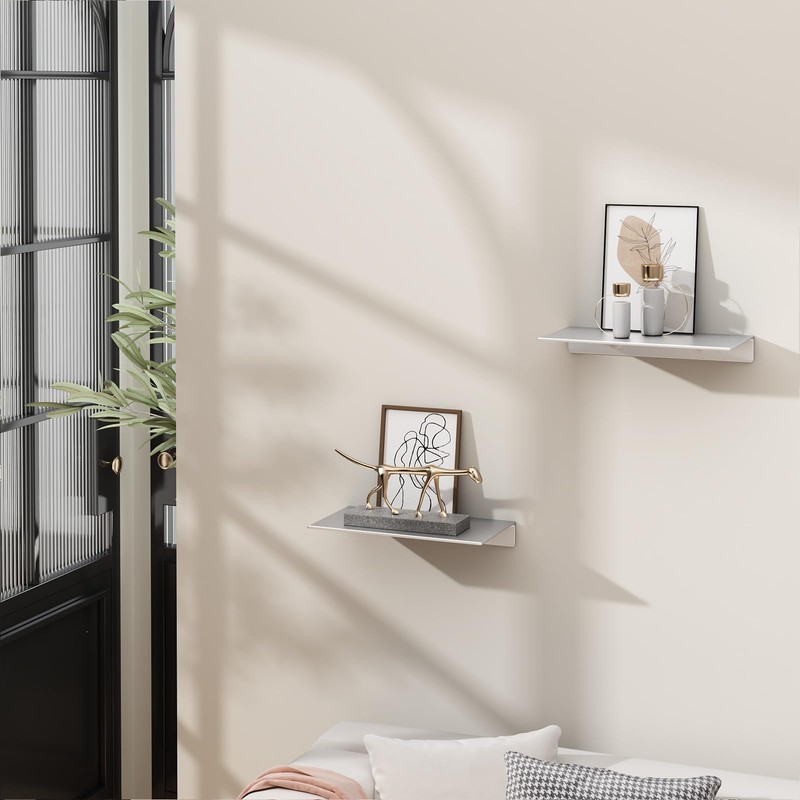 Danpoo Adhesive Floating Shelves for Wall Storage, Metal Wall Shelves,