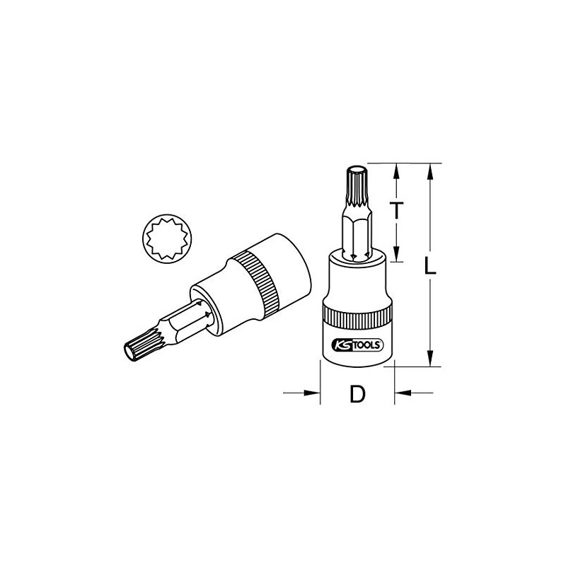 KS Tools 918.1797 1/2 Inch Chromeplus Bit Socket XZN, M9