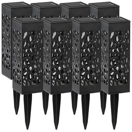 Lunartec Erdspieß Solarlaterne: 8er-Set Solar-LED-Laternen mit Dämmerungssensor, Akku, warmweiß, IP44 (LED-Solar-Gartenbeleuchtung, Gartenlichter)