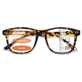 FONHCOO Progressive Multifocal Reading Glasses for Women Men, Anti Blue Light Computer Readers with Spring Hinges (Tortoise 1.0)