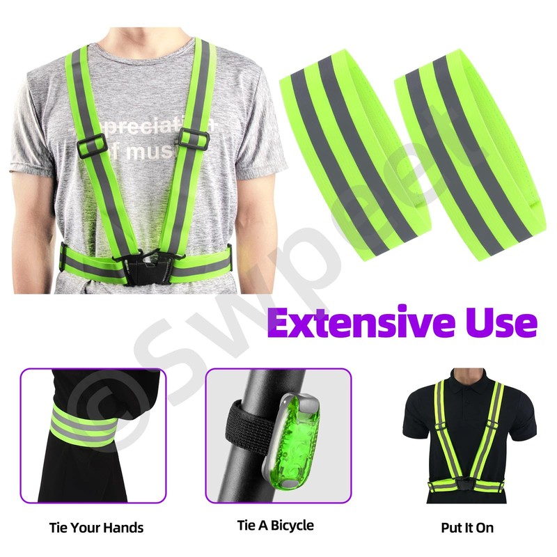 Swpeet 9Pcs Reflective Sash and Vest Assortment Kit, Reflective Sash