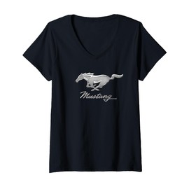 Womens Mustang Emblem V-Neck T-Shirt