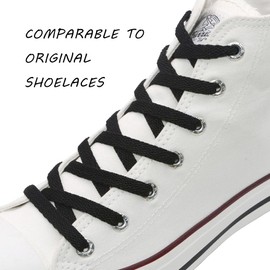 VSUDO 35" Flat Black Shoe Laces for Sneakers, Shoelaces for Sneakers, Replacements Shoe Strings for Women or Men (1 Pair-Black-90CM)