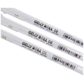 SAKURA 05/08/10 Gel Pen - Bright White Ink - Blister Pack of 3