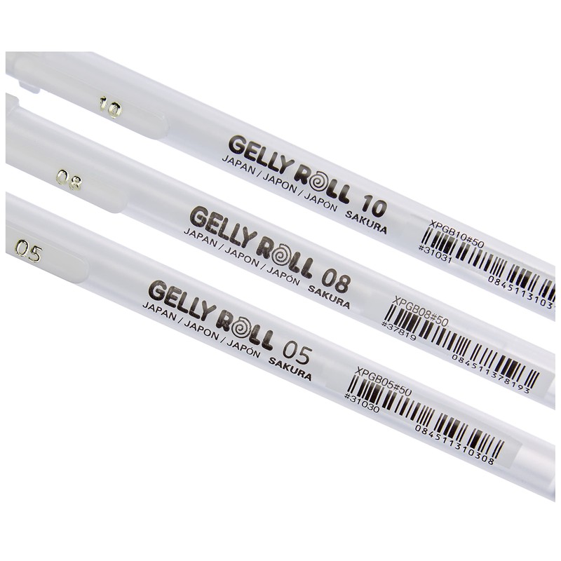 SAKURA 05/08/10 Gel Pen - Bright White Ink - Blister