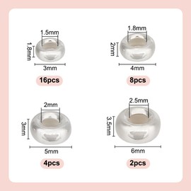 DELORIGIN 30 pieces 925 sterling silver beads, 3/4/5/6 mm, jewellery making, silver spacer beads, plate, flat, oval stopper beads for DIY bracelets, necklaces, earrings, gift accessories, spacer beads