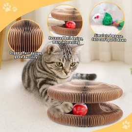 Kitty Kurlz Cat Toy, Cat Kurlz， Foldable Scratching Board Magic Organ Recyclable Cat Scratch Boardwith Ball & Furry Cat Toys Squeak Mouse, Interactive Mental Physical Exercise for Pets (2 PCS)