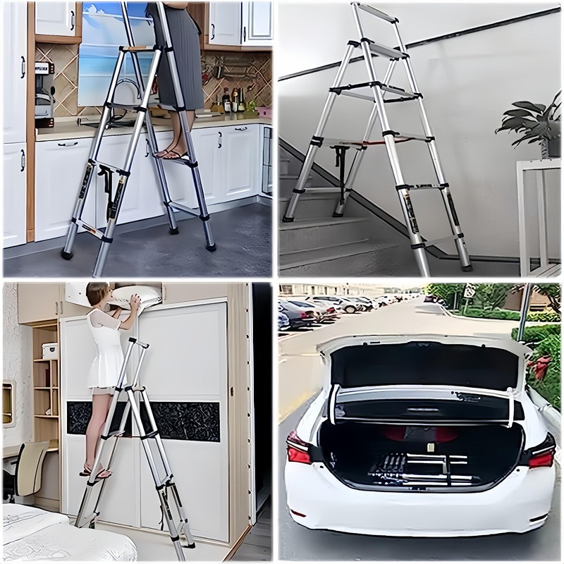 Qimu 5+6 Step(5.6ft + 6.6ft) Telescoping Ladder Aluminum Extension Step