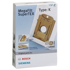 Bosch / Siemens Typ K / Staubbeutel Vlies / 4 Stück / u.a. für Bosch BSG1000-BSG1999, Siemens VS01 G400 -VS01 G500