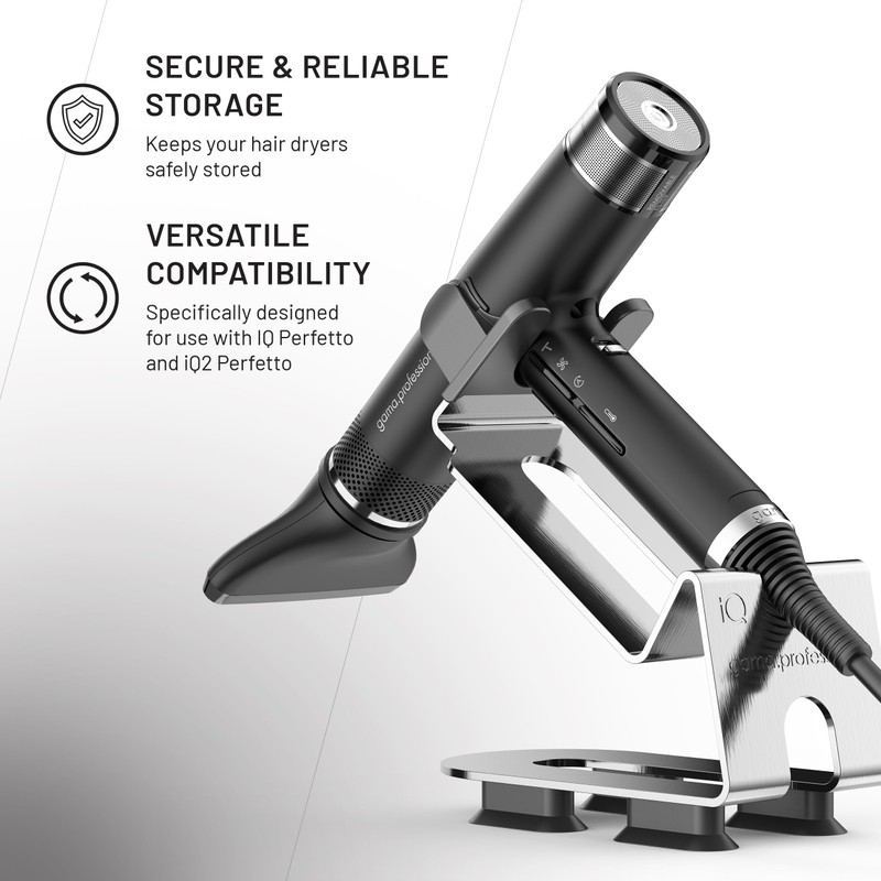 GA.MA iQ Net Hair Dryer Holder, Stainless Steel, Suction Cup