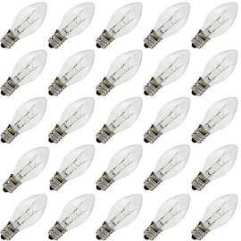 Creative Hobbies® Box of 25 Clear Blinker Light Bulbs, C7 Candelabra Base,Random Blinking - Great for Night Lights and Christmas Strings | 7 Watt Candelabra Base