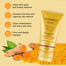 widraw Turmeric Overnight Wrapping Peel Off Mask, Kojic Turmeric Collagen Over Night Face Mask - Gentle on Skin, Moisturizing, Nourishing & Firming