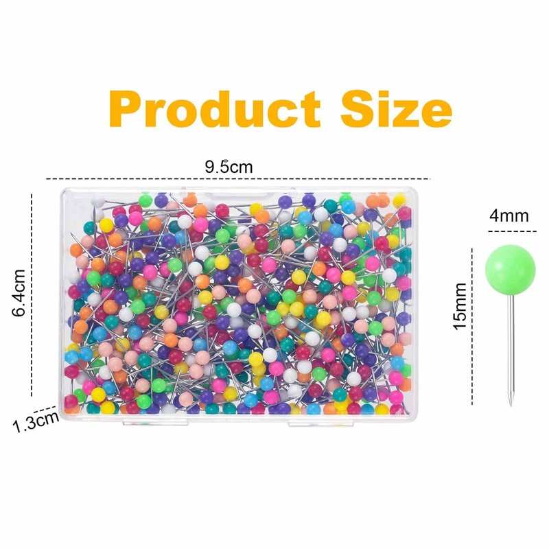 500pcs Colourful Push Pins, Map Pins Drawing with Plastic Round